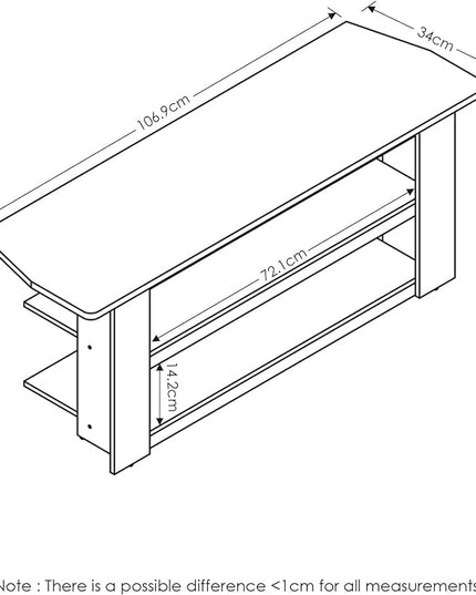 Furinno Parsons 42-in TV Entertainment Center, Standard 42.1"(W) x16.5(H) x13.4(D), Black - LeafyLoom