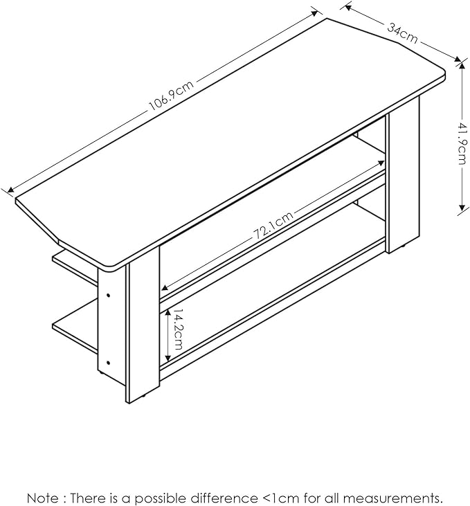 Furinno Parsons 42-in TV Entertainment Center, Standard 42.1"(W) x16.5(H) x13.4(D), Black - LeafyLoom