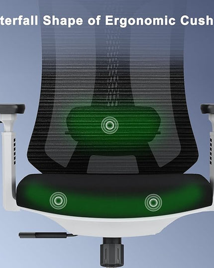 Ergonomic Mesh Office Chair, High Back Desk Chair with 3D Armrests, Adjustable Lumbar Cushion & Adjustable Headrest, Swivel Computer Task Chair with Tilt Function - LeafyLoom