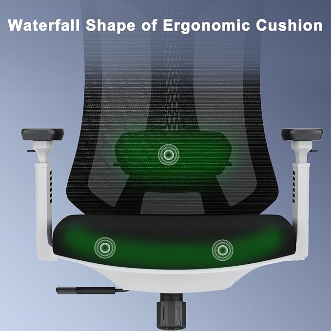 Ergonomic Mesh Office Chair, High Back Desk Chair with 3D Armrests, Adjustable Lumbar Cushion & Adjustable Headrest, Swivel Computer Task Chair with Tilt Function - LeafyLoom