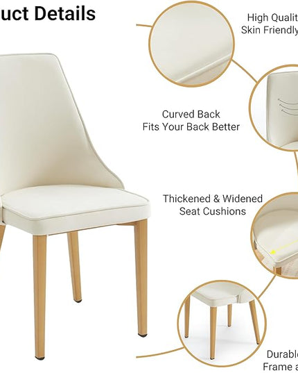 Dining Chairs Set of 2, Modern and Minimalist Leisure Backrest Velvet Chairs. Leisure Upholstered Velvet Dining Chair with Gold Metal Chromed Legs - LeafyLoom