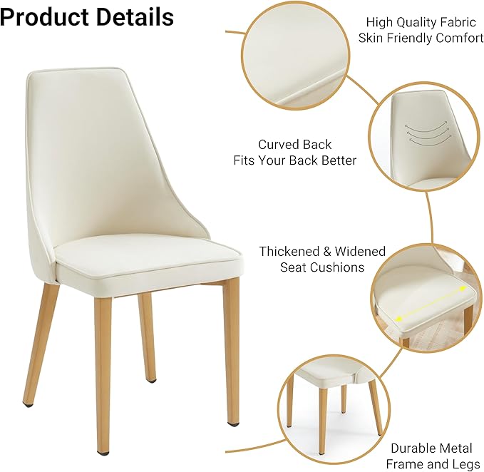 Dining Chairs Set of 2, Modern and Minimalist Leisure Backrest Velvet Chairs. Leisure Upholstered Velvet Dining Chair with Gold Metal Chromed Legs - LeafyLoom