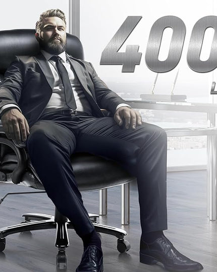 Big and Tall Office Chair 400lbs-Heavy Duty Executive Desk Chair with Extra Wide Seat, High Back Ergonomic Leather Computer Chair with Tilt Rock&Tension, Padded Armrests-Diamond Black - LeafyLoom