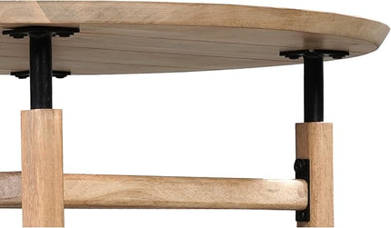NicBex Coffee Table Wooden Coffee Table with Storage Round Center Tables with Metal Legs Dining Table for Living Room, Dining Room, Office, and Bedroom,34" W, Black+Brown - LeafyLoom
