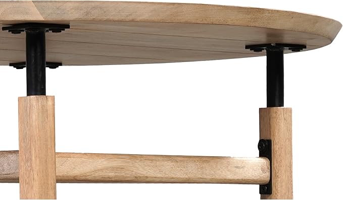 NicBex Coffee Table Wooden Coffee Table with Storage Round Center Tables with Metal Legs Dining Table for Living Room, Dining Room, Office, and Bedroom,34" W, Black+Brown - LeafyLoom