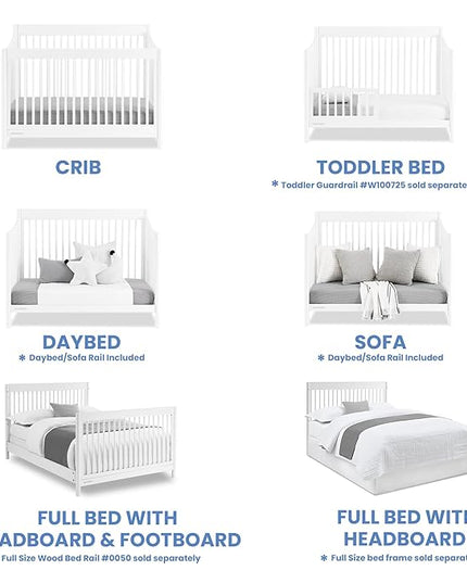 Delta Children Brooks 6-in-1 Convertible Crib, Bianca White + Simmons Kids Quiet Nights Breathable Crib Mattress with Removable/Machine Washable Cover (Bundle) - LeafyLoom