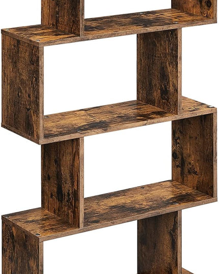 VASAGLE Bookshelf, 6-Tier Bookcase, Tall Display Shelf, Freestanding Storage Shelf, Room Divider, for Home Office, Living Room, Bedroom, Study, Rustic Brown ULBC61BX - LeafyLoom