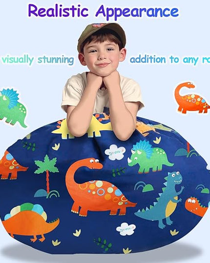 Stuffed Animal Storage Pets Dogs/Cats Lazy Beds Dinosaur Large Kids Couch Toddler Room Decor Ideas Couch Toy Plush Toddler Dinosaur Bag Storage Soft Washable Removable Stuffable (No Beans) XX-Large - LeafyLoom