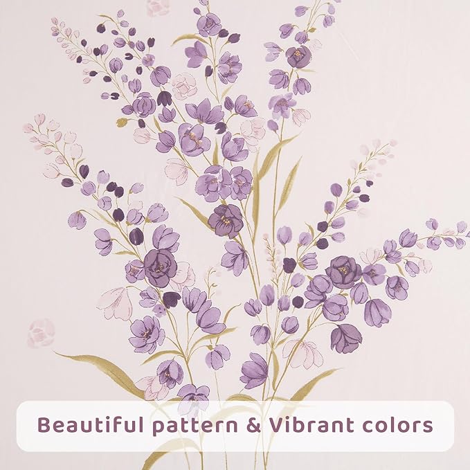 QSH Purple Floral Bed Sheets King Size 100% Egyptian Cotton Lavender Flower Bedding Sheets King Size Bedsheets Sets 17.5" Extra Deep Pocket 4pcs - LeafyLoom