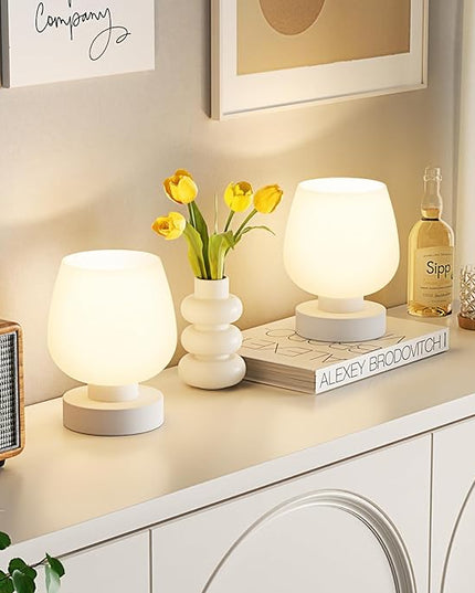 Kakanuo Touch Bedside Lamps Set of 2, Small Table Lamps for Bedroom, 3 Way Dimmable Nightstand Lamps with Modern Design, Small Desk Lamps for Living Room and Office - Bulb Included, Pack of 2 - LeafyLoom