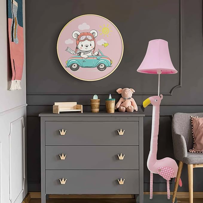 Floor Lamp, Easy-Care Artificial Leather Kids Floor Lamp for Bedroom, 51 Inch Tall Flamingo Hand-Stitched Design Standing Lamp, Package Come with an E26 LED Bulb (Pink Flamingo) - LeafyLoom
