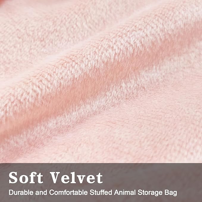Jorbest Stuffed Animal Storage Bean Bag Chair for Kids and Adults, Luxury Velvet Stuffed Animal Bean Bag Storage, Cover Only(Sweet Pink 200L/52 Gal) - LeafyLoom
