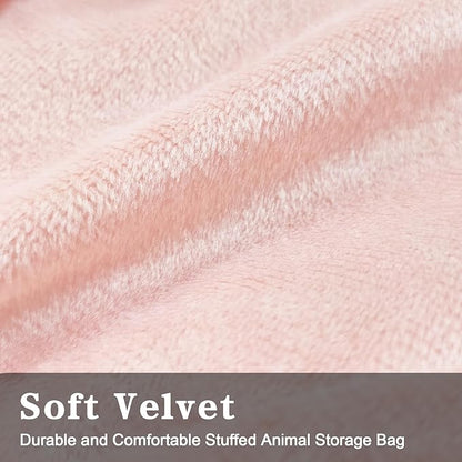 Jorbest Stuffed Animal Storage Bean Bag Chair for Kids and Adults, Luxury Velvet Stuffed Animal Bean Bag Storage, Cover Only(Sweet Pink 200L/52 Gal) - LeafyLoom
