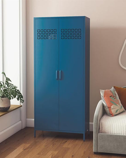 Mr. Kate Annie Tall Metal 2 Door Cabinet, Deep Ocean Blue - LeafyLoom