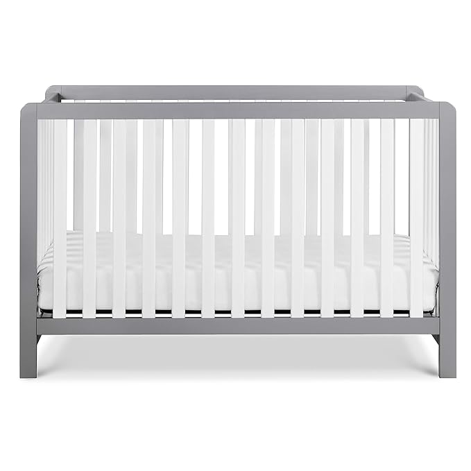 Carter's by DaVinci Colby 4-in-1 Low-Profile Convertible Crib in Grey and White, Greenguard Gold Certified - LeafyLoom