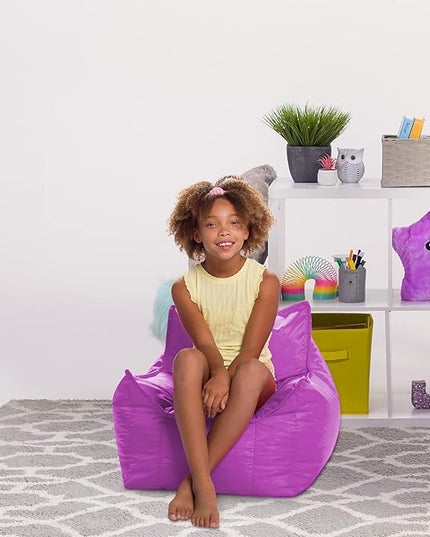 Posh Creations Bean Bag Chair Structured Comfy Seat Use for Gaming, Reading and Watching TV, Newport, Purple - LeafyLoom