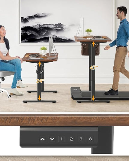 STARY Electric Memory Preset 48 x 24 Inches Adjustable Height Computer Workstation Sit Stand Home Office Desk with Splice Board, 4824, Rustic Brown/Black Frame - LeafyLoom