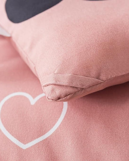 Love Pattern Girls Pink Comforter Set King Size, Cameo Brown Cute Love Heart Sexy Comforter Bedding Set for All Seasons, Soft Microfiber 3 Pieces Comforter Set with Pillowcases - LeafyLoom