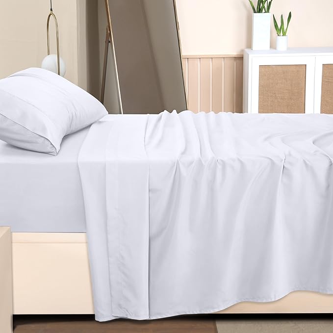 Utopia Bedding Twin Bed Sheets Set - 3 Piece Bedding - Brushed Microfiber - Shrinkage and Fade Resistant - Easy Care (Twin, White) - LeafyLoom