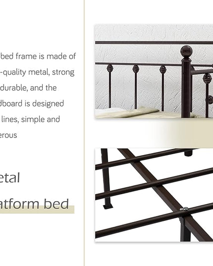 alazyhome Twin Size Metal Daybed Guest Bed Frame for Living Room Bedroom Steel Slat Support No Box Spring Needed Space Saving Brown - LeafyLoom