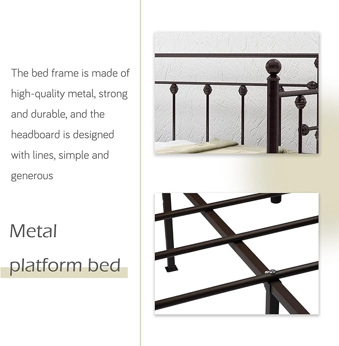 alazyhome Twin Size Metal Daybed Guest Bed Frame for Living Room Bedroom Steel Slat Support No Box Spring Needed Space Saving Brown - LeafyLoom