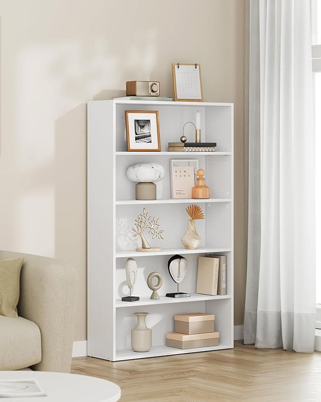 VASAGLE Bookshelf, 31.5 Inches Wide, 5-Tier Open Bookcase with Adjustable Storage Shelves, Floor Standing Unit, Cloud White ULBC175T14 - LeafyLoom