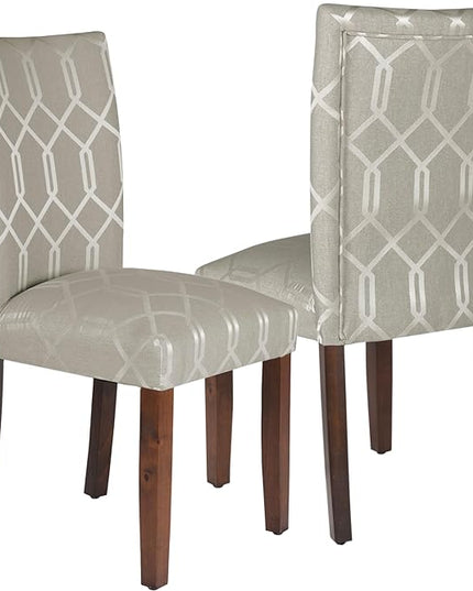 HomePop Classic Parsons Dining Chairs, Pack of 2, Pewter Gray Cream Lattice (Set of 2) - LeafyLoom