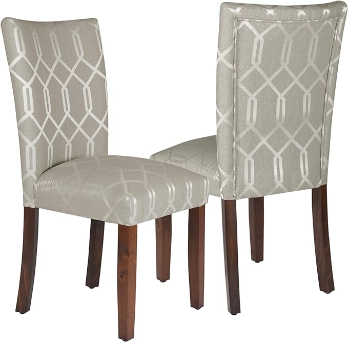 HomePop Classic Parsons Dining Chairs, Pack of 2, Pewter Gray Cream Lattice (Set of 2) - LeafyLoom