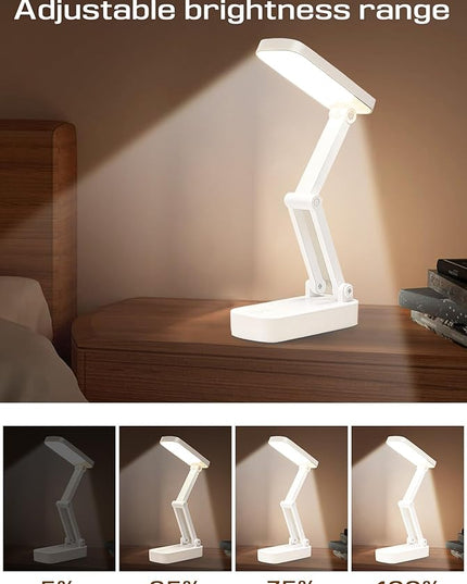 LED Desk Lamp, Foldable & Portable Light Rechargeable 5400mAh Reading Lamps,3 Color Modes Dimmable Portable Small Desk Light for Office, Home, Dormitory - LeafyLoom