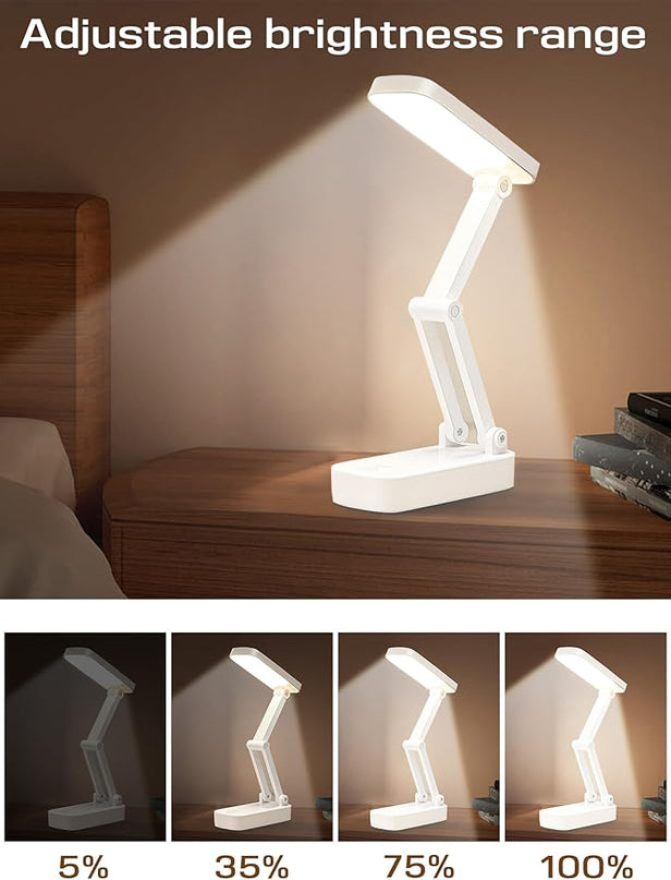 LED Desk Lamp, Foldable & Portable Light Rechargeable 5400mAh Reading Lamps,3 Color Modes Dimmable Portable Small Desk Light for Office, Home, Dormitory - LeafyLoom