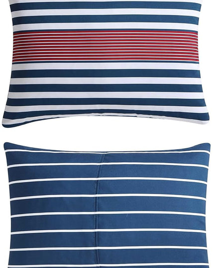 Nautica - Comforter Set, Soft Reversible Bedding with Matching Shams, Striped Home Decor (Kennedy Stripe Navy Blue, Full/Queen) - LeafyLoom