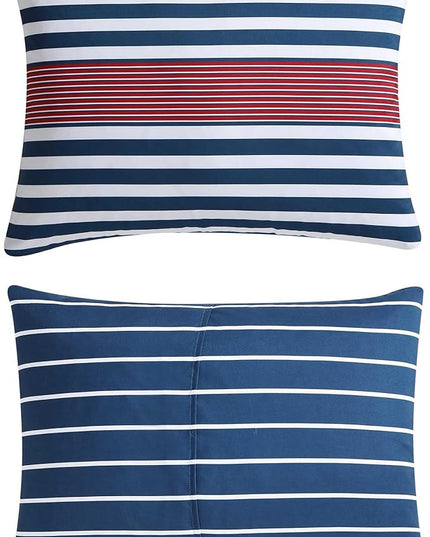 Nautica - Comforter Set, Soft Reversible Bedding with Matching Shams, Striped Home Decor (Kennedy Stripe Navy Blue, King) - LeafyLoom