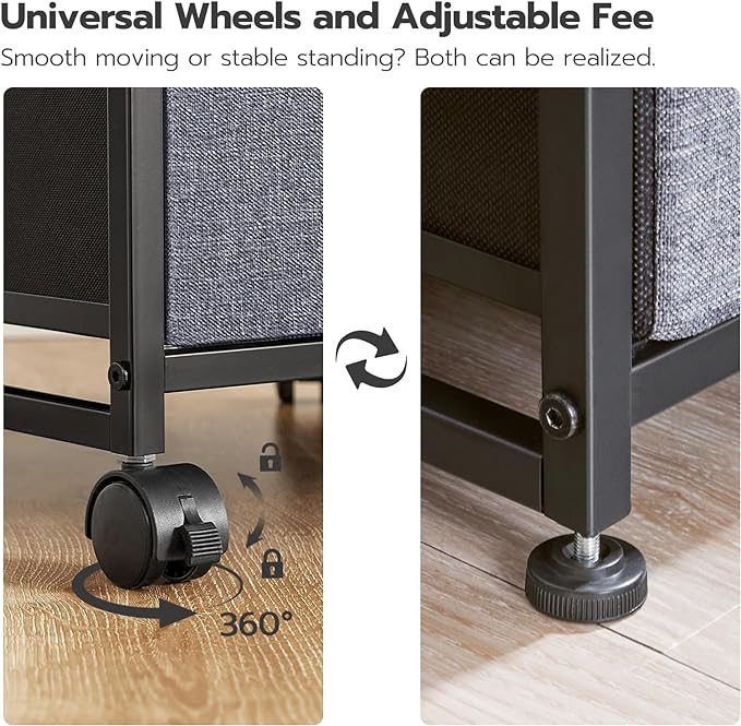 HOOBRO File Cabinet, 2-Drawer Filing Cabinet, Vertical Mobile Office Cabinet, Rolling Printer Stand, for A4/Letter Size Files, Nonwovens Drawer, for Home Office, Rustic Brown and Gray BFG21WJ01 - LeafyLoom