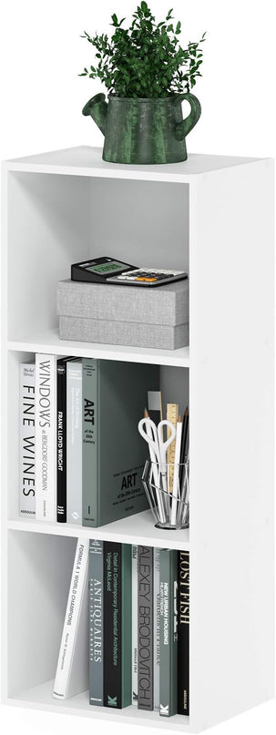 Furinno Luder Bookcase / Book / Storage , 3-Tier, White - LeafyLoom
