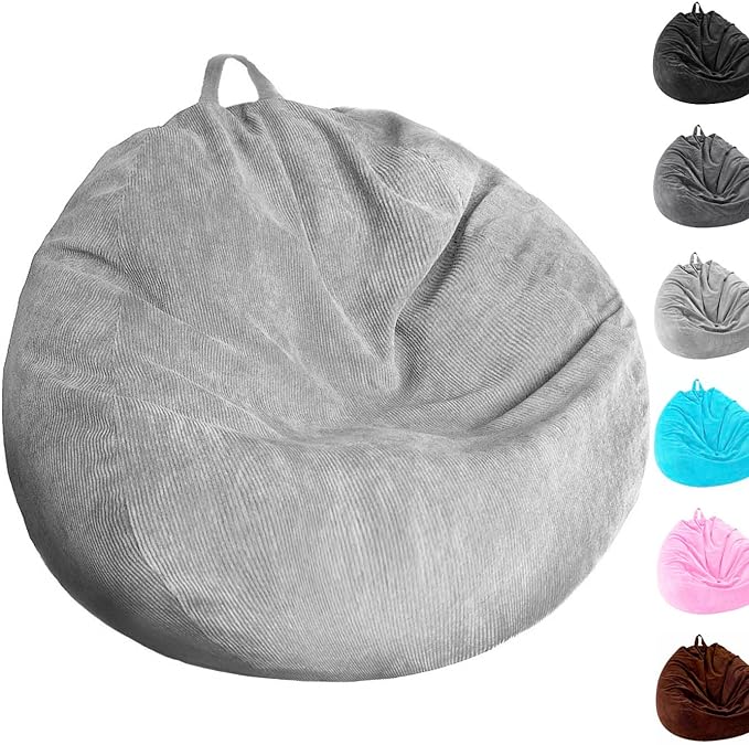 Bean Bag Chair Cover (No Filler) Stuffed Animal Storage Bean Bag Cover Pets Dogs/Cats Lazy Beds. Washable Ultra Soft Corduroy Stuffed for Organizing Plush Toys or Textile, Sack Bean Bag - LeafyLoom