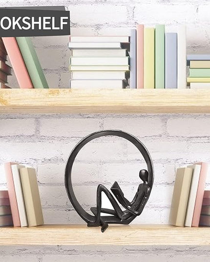 Jalunth Bookshelf Bookcase Aesthetic Decoration Art Sculptures Home Decor Book Shelf Case Modern Accents Figurine Reading Metal Decorative Ideas Objects Accessories Library Office Steel Statue Gifts - LeafyLoom