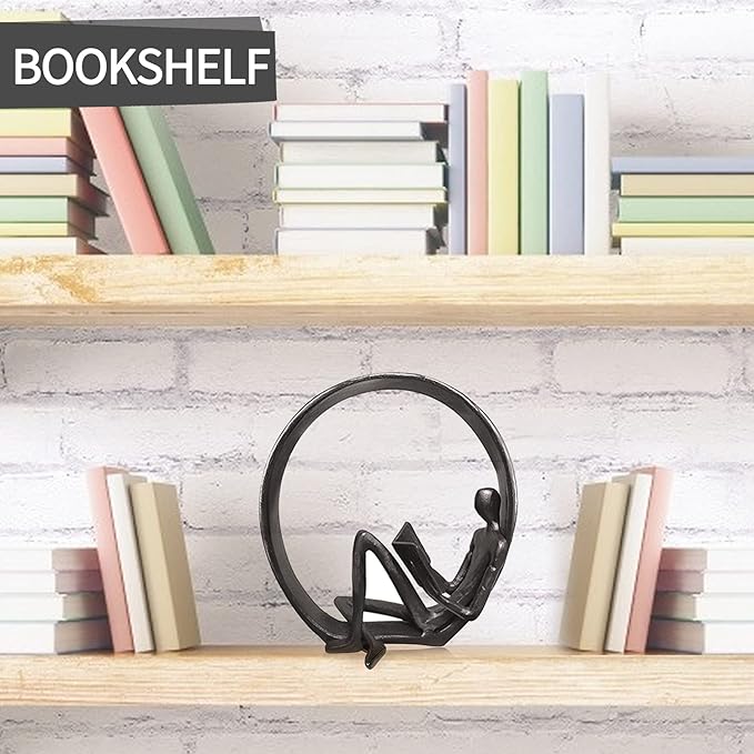 Jalunth Bookshelf Bookcase Aesthetic Decoration Art Sculptures Home Decor Book Shelf Case Modern Accents Figurine Reading Metal Decorative Ideas Objects Accessories Library Office Steel Statue Gifts - LeafyLoom