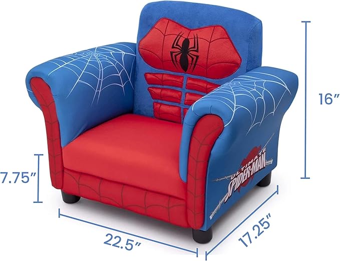 Delta Children Figural Upholstered Chair, Marvel Spider Man (Blue, Red) - LeafyLoom