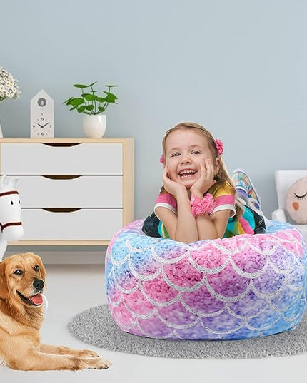 KABOER Bean Bag Cover for Kids,200L Stuffed Animal Storage Bean Bag Chair Cover |Stuffable Zipper Beanbag for Organizing Children Soft Plush Toys (32x29inch) - LeafyLoom