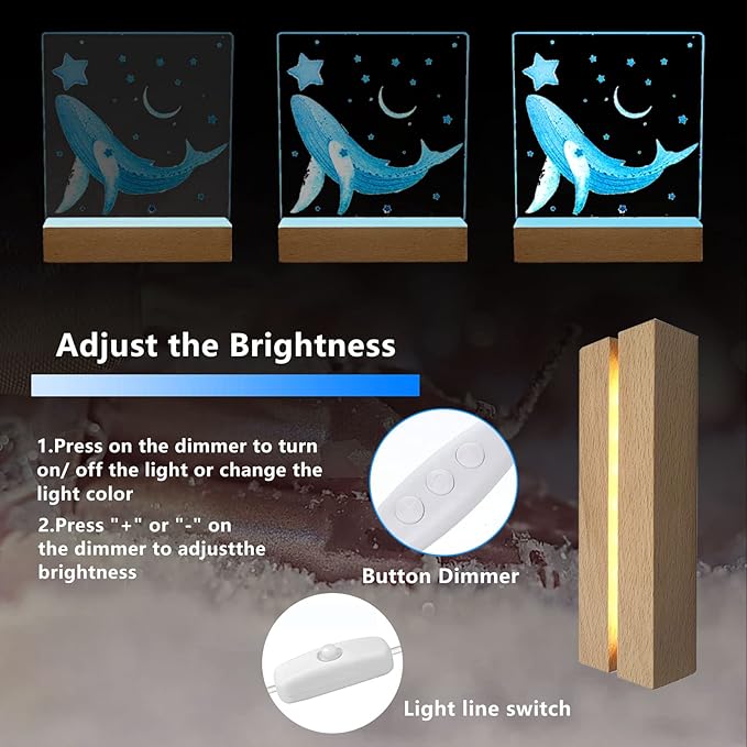 4Pack 6" Wood Rectangle Display Pedestal,Wooden Rectangle LED Lights Display Base for Acrylic and Plexiglass,Wood Night LED Light Lamp Base - LeafyLoom