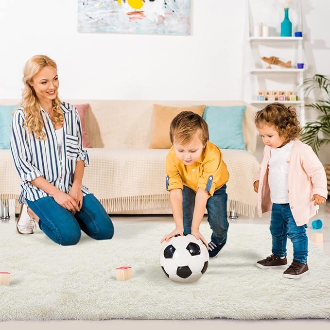 YOBATH Fluffy Shag Area Rug, Rugs for Bedroom 4x6 Feet, Plush Shaggy Rug for Living Room, Indoor Modern Bedside Rug for Kids Girls Boys Room, Shag Carpet for Dorm Nursery Room, Cream White - LeafyLoom
