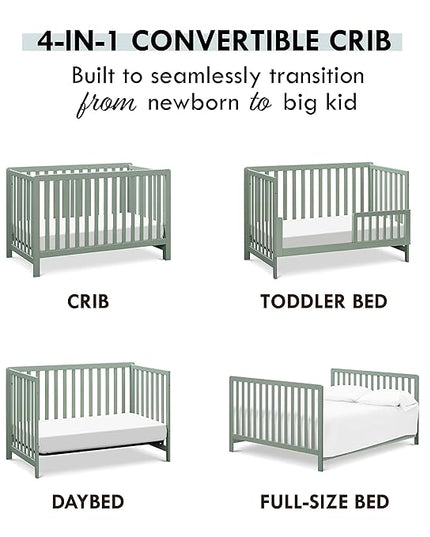 Carter's by DaVinci Colby 4-in-1 Low-Profile Convertible Crib in Light Sage, Greenguard Gold Certified - LeafyLoom