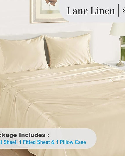 LANE LINEN 100% Egyptian Cotton Bed Sheets - 1000 Thread Count 3-Piece Twin XL Set Long Staple Bedding Sateen Weave Luxury Hotel Fits Upto 16" Mattress Ivory - LeafyLoom