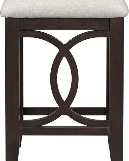 NicBex Kitchen Table for 2 Dining Table 3-Piece Counter Height Dining Table Set with USB Port and Upholstered Stools for Home, Kitchen, Dining Room, Wooden Frame, Espresso - LeafyLoom