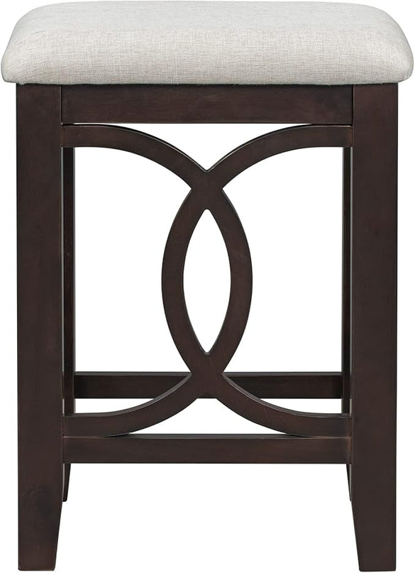 NicBex Kitchen Table for 2 Dining Table 3-Piece Counter Height Dining Table Set with USB Port and Upholstered Stools for Home, Kitchen, Dining Room, Wooden Frame, Espresso - LeafyLoom