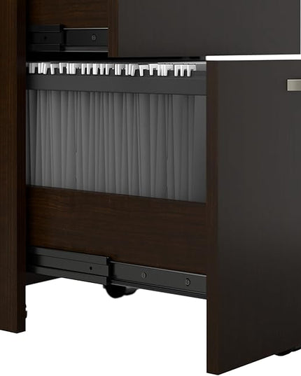 Bush Business Furniture Office in an Hour 3 Rolling File Cabinet | Mobile Under Desk Drawers for Letter, Legal, and A4-size Document Storage, Mocha Cherry - LeafyLoom