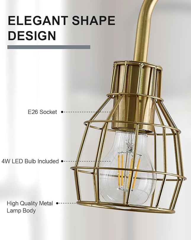 Oneach 63.75" Modern Floor Lamp for Living Room Industrial Floor Lamp with 4W LED Bulb Standing Lamp with Footswitch Gold Floor Lamp for Bedroom Pole Lamp for Office Study Room Hotel - LeafyLoom