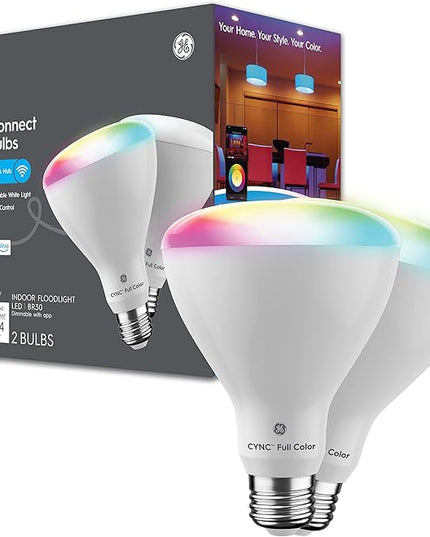 Cync GE BR30 LED Smart Light Bulbs, Indoor Floodlight Bulb, Color Changing Light Bulb, WiFi Lights, Works with Amazon Alexa and Google Assistant, 9.5 Watts (2 Pack) CYNCSmartHome