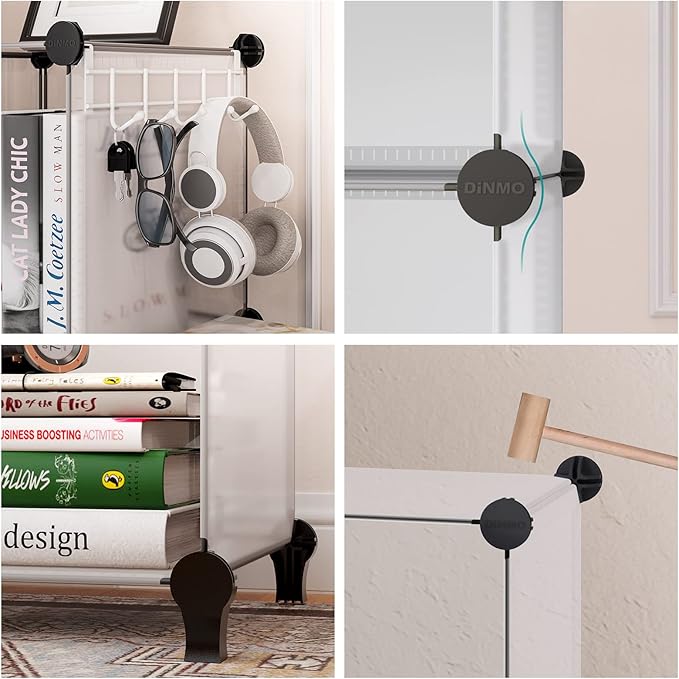 6 Cubes Storage Organizer, Bookcase, Display Shelf with Wooden Mallet, Cabinet Storage for Kids, Adult, Office, Bedroom, Bathroom, White - LeafyLoom