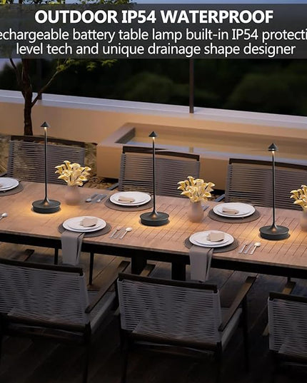 Cordless Table Lamps Rechargeable, LED Desk Lamp 4000mAh Battery Operated Outdoor Waterproof Portable Touch Dimmable Table Light for Patio/Restaurant/Bar/Indoor (Black-2PC) - LeafyLoom